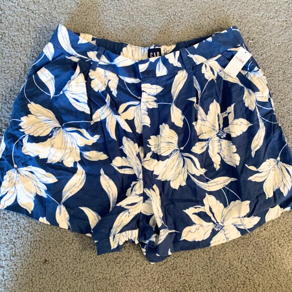 NWT GAP HIGH-RISE FLORAL LINEN SHORTS - SIZE L - Picture 2 of 8